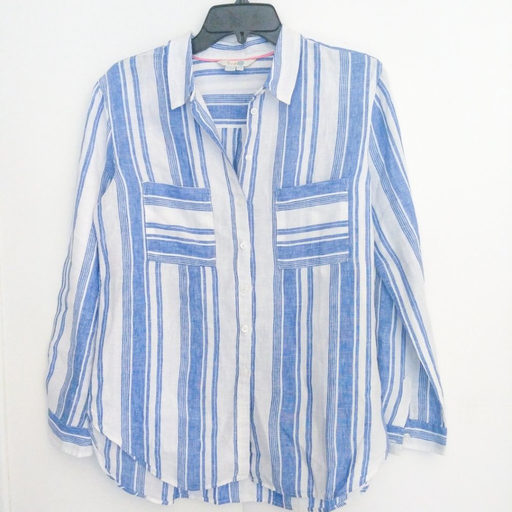 BODEN 100% Linen Striped Button Down Size 6